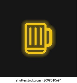 Beer Stein yellow glowing neon icon