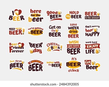 Beer Sticker Lettering Vector Set