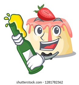 With beer Strawberry pudding served on mascot plate