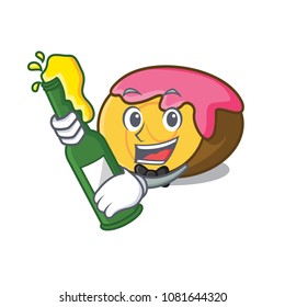 With beer swiss roll mascot cartoon