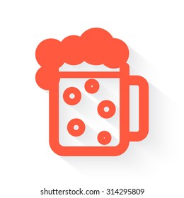 Beer symbol in orange with drop shadow on white