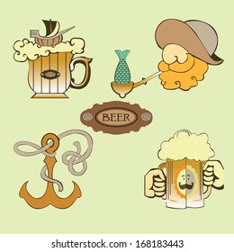 Beer.Set of symbolical images of on the topic of beer .