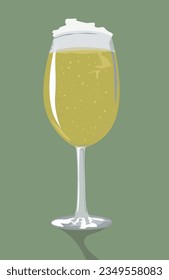 Beer in tall wine glass isolated on green background