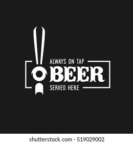 Beer tap with advertising quote. Chalkboard design element for beer pub. Vector vintage illustration.