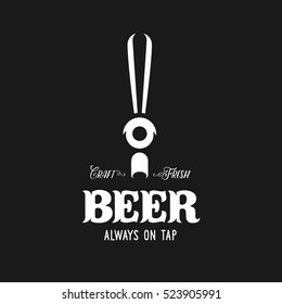 Beer Tap With Advertising Quote. Chalkboard Design Element For Beer Pub. Vector Vintage Illustration.