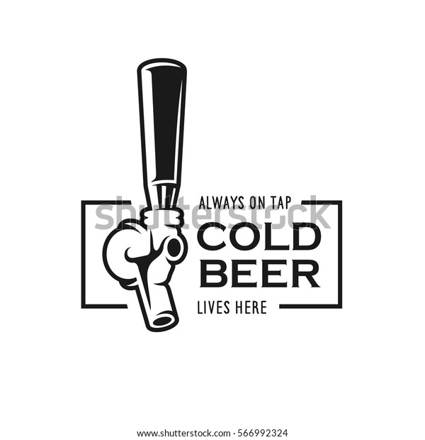 Beer tap with advertising quote.\
Design element for beer pub. Vector vintage\
illustration.