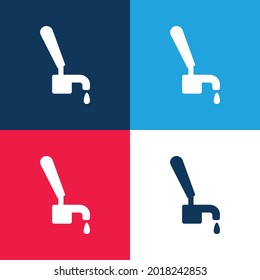 Bier Tap Blau und Rot vier Farben minimale Icon Set