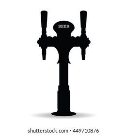 Beer Tap Drink In Black Color Art Illustration On White