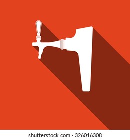 Beer Tap Flat Icon With Long Shadow. Vector Illustration