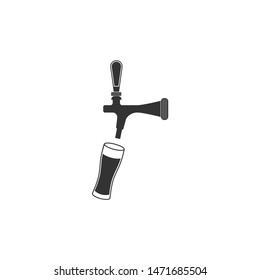 Beer tap with glass icon isolated. Flat design. Vector Illustration