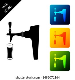 Beer tap with glass icon isolated. Set icons colorful square buttons. Vector Illustration