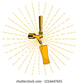 Beer tap and beer glass icon. Vector illustration.