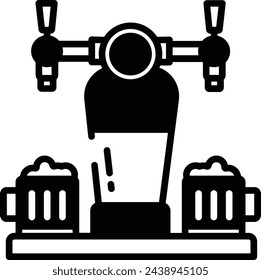 beer tap glyph and line vector illustration