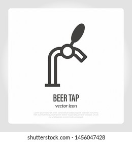 Beer tap with handle thin line icon. Element for bar or pub logo. Vector illustration.