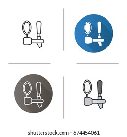 Beer tap icon. Flat design, linear and color styles. Isolated vector illustrations