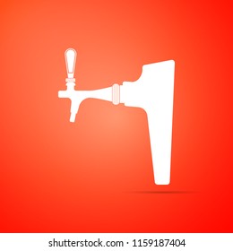 Beer tap icon isolated on red background. Flat design. Vector Illustration