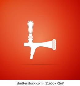 Beer tap icon isolated on orange background. Flat design. Vector Illustration