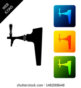 Beer tap icon isolated on white background. Set icons colorful square buttons. Vector Illustration