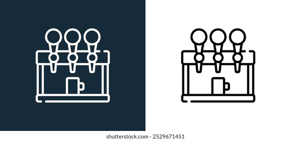 ícone de torneira de cerveja isolado em cores brancas e pretas. marca o contorno de uma torneira de cerveja ícone vetorial linear da coleção de cerveja para aplicativos móveis, Web e interface do usuário.
