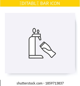Bier tippt das Symbol der Linie an. Bier eingießen. Party-Getränk. Bierfest. Restaurant, Pub, Brauerei, Bar-Menü. Cocktail Party und Trinken-Establishment Konzept. Einzige Vektorgrafik. Bearbeitbarer Hub 