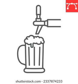 Beer tap line icon, oktoberfest and alcohol, beer crane vector icon, beer pour vector graphics, editable stroke outline sign, eps 10.