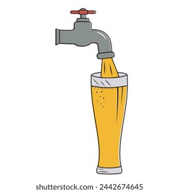 Beer tap line icon, oktoberfest and alcohol, beer tap vector icon, beer bottling vector graphics