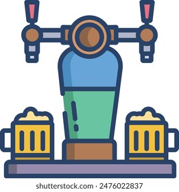 beer tap linear color vector illustration