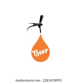 Beer Tap logo. Beer drop on white Background