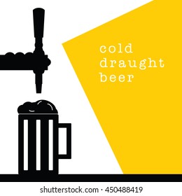 beer tap with mug drink cold illustration on white background