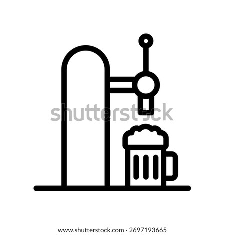 Beer Tap and Mug Over Bar Counter Illustration. Beer, Foam, Pub Scene