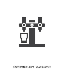 Bier-Hahn und Maulkorb-Vektorsymbol. volles Flachzeichen für mobiles Konzept und Webdesign. Pub Bier tippen Glyph Symbol. Symbol, Logo-Abbildung. Vektorgrafik