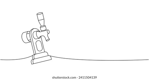 Beer tap one line continuous drawing. Beer pub products continuous one line illustration. Vector linear illustration.