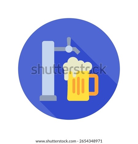 Beer Tap rounded flat color icon, mini illustration for relaxation, party, lifestyle, pubs and bars UI, UX kit, app and web development, digital or print.