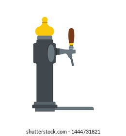 Beer tap vector flat icon alcohol brewery drink. Pub craft equipment barrel. Valve tavern handle machine. Mug draft beverage