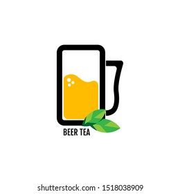 Beer tea logo design, bar and restaurant logo, flat style isolated on white background, symbol, icon. Suitable for business, company, print, cover, web. vector illustration