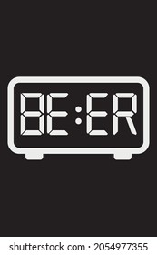 Beer Text in Alarm Clock. Beer Calligraphy. Beer T-Shirt Design. Vector Illustration. Design for print, t-shirt, cards, wallpaper, posts, emblems, etc.