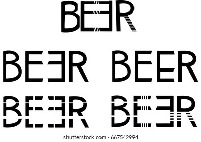 Beer text logo. Mirrored text. Vector logo
