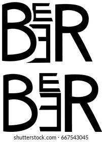 Beer text signboard. Mirrored text. Vector logo.