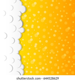 Beer texture with foam and bubbles. Vector.