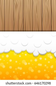 Beer texture with wooden desk. Vector illustration.