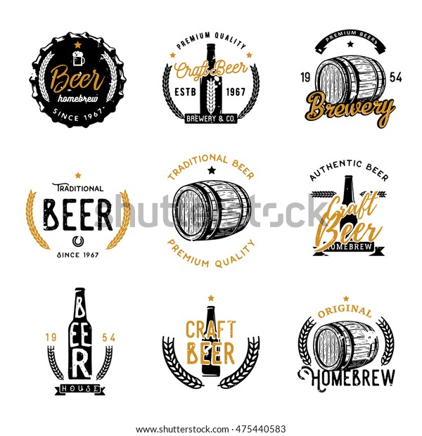 Beer Themed Emblems Craft Beer Badges Stock Vector (Royalty Free) 475440583