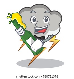 With beer thunder cloud character cartoon