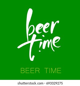 Beer  time concept design background. Hand-lettering typographic poster. Vector illustration. Design template for Oktoberfest advertising, posters, t-shirts design, flyers etc