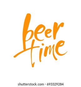 Hora de la cerveza. Es hora de beber letras. Ilustración vectorial para web, afiche, invitación a fiesta.