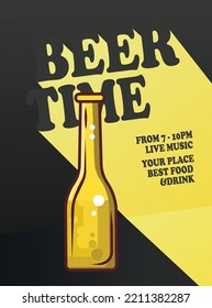 beer time happy hour poster flyer or social media post template design