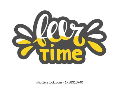 Beer time lettering. Sticker. Vector Handwritten words with splashes. Oktoberfest background. Concept for pub, bar, restaurant menu, party decoration, T-shirt print, logo