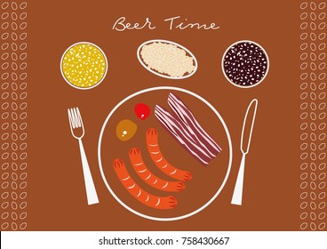 Beer time. Place mat for pub, snack bars and restaurants