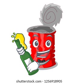 With beer tincan ribbed metal character a canned