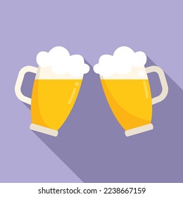 Beer toast icon flat vector. Drink glass. Friend bar
