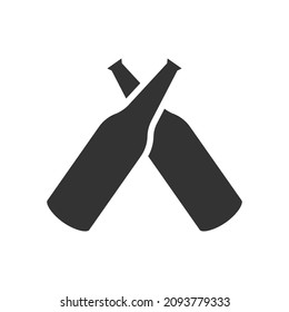 Icono de brindis. Signo de dos botellas, símbolo de oveja en estilo vectorial plano.